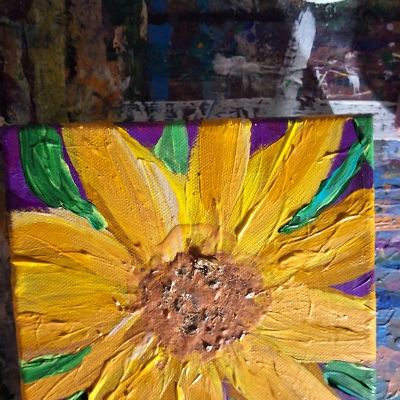 "Sunflowers X2" Original Artwork CREATED BY ME! 6in X 6in - Picture 6 of 8